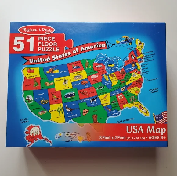 Melissa & Doug 51 Piece Floor Puzzle United States of America - Picture 2 of 3
